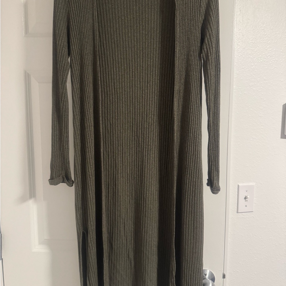 New Look Khaki Ribbed Long Sleeve Dress